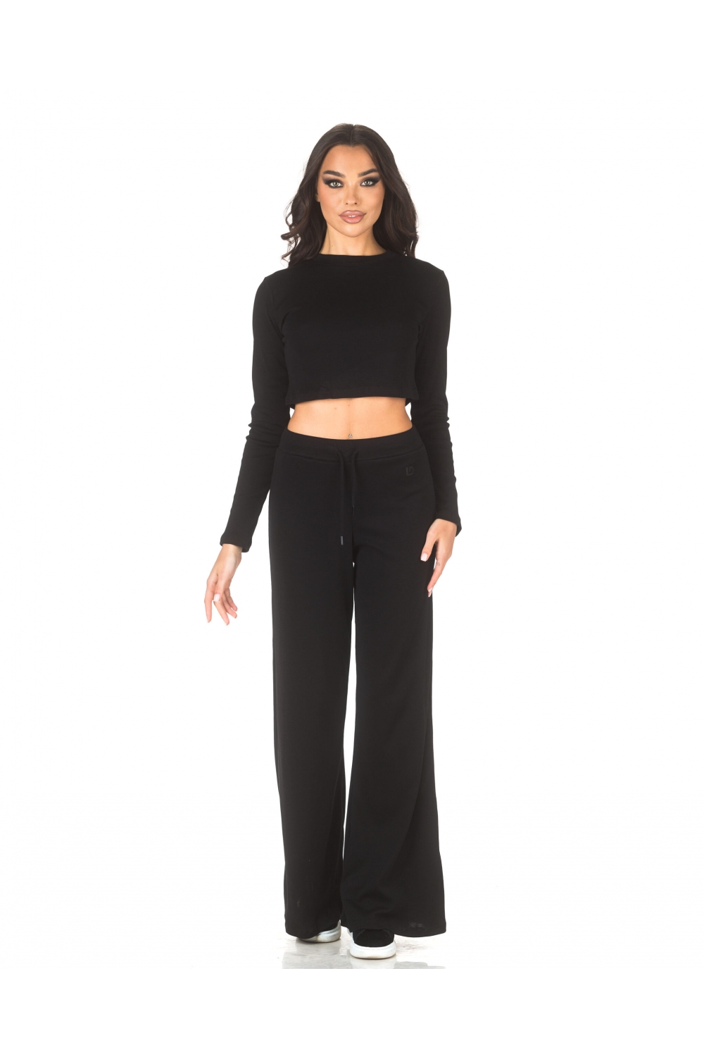 Set sportiv negru cu colanți și top scurt Daily black