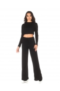 Set sportiv negru cu colanți și top scurt Daily black