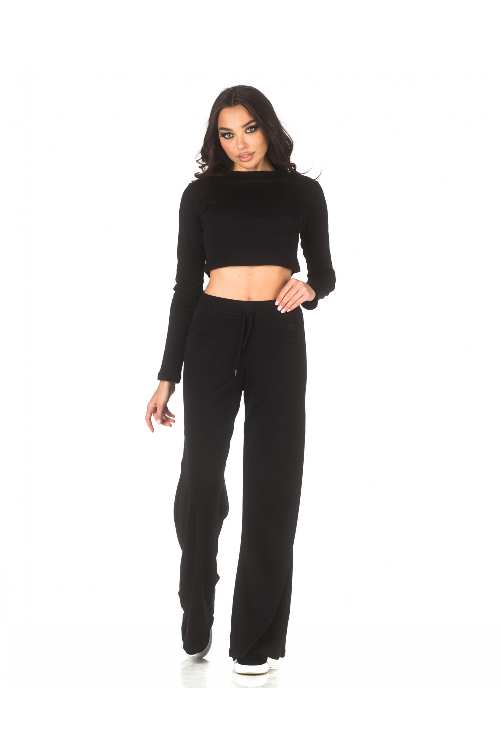 Set sportiv negru cu colanți și top scurt Daily black