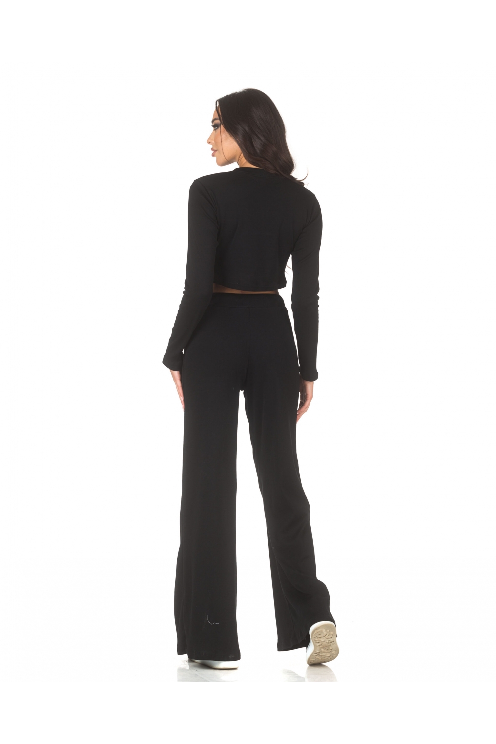Set sportiv negru cu colanți și top scurt Daily black