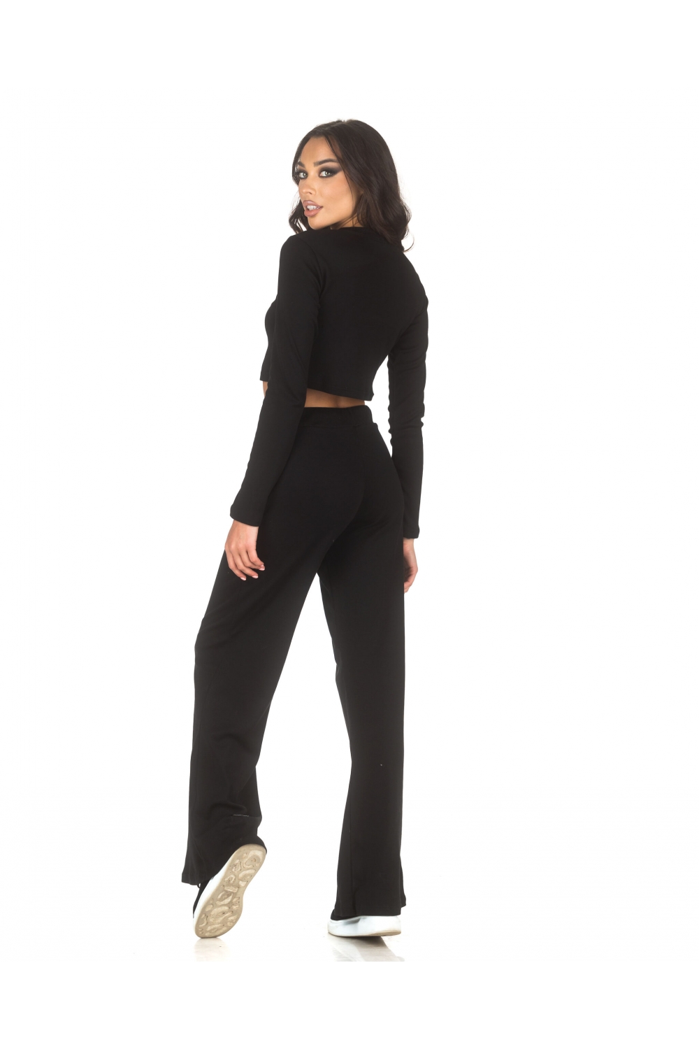 Set sportiv negru cu colanți și top scurt Daily black