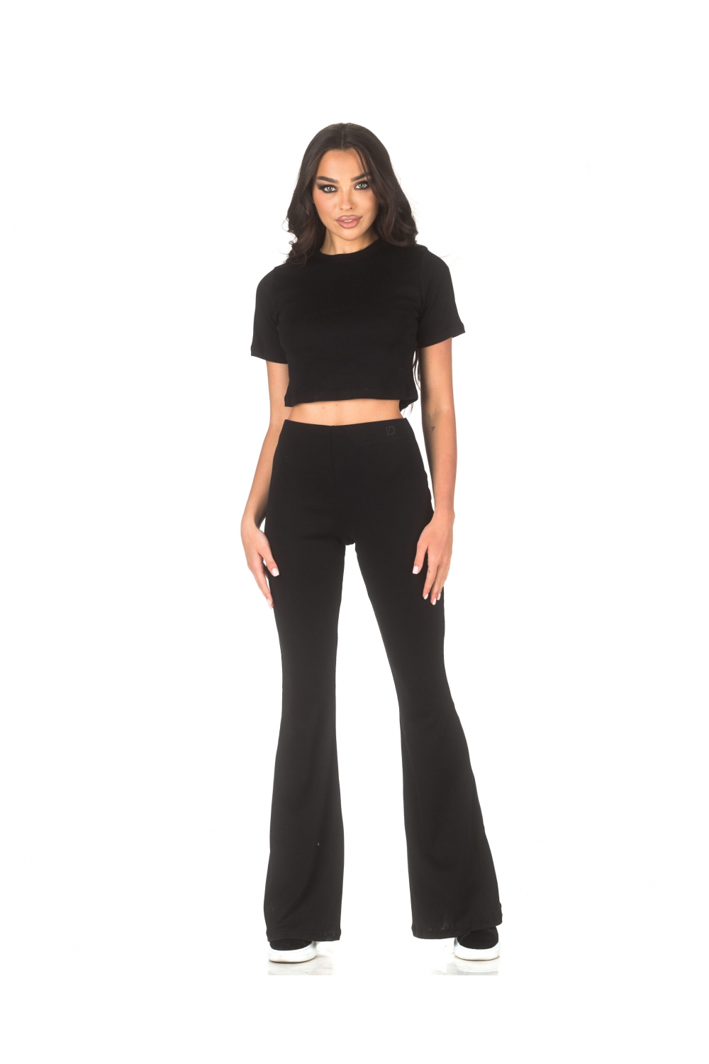 Set sportiv negru cu colanți și top scurt Everyday - black