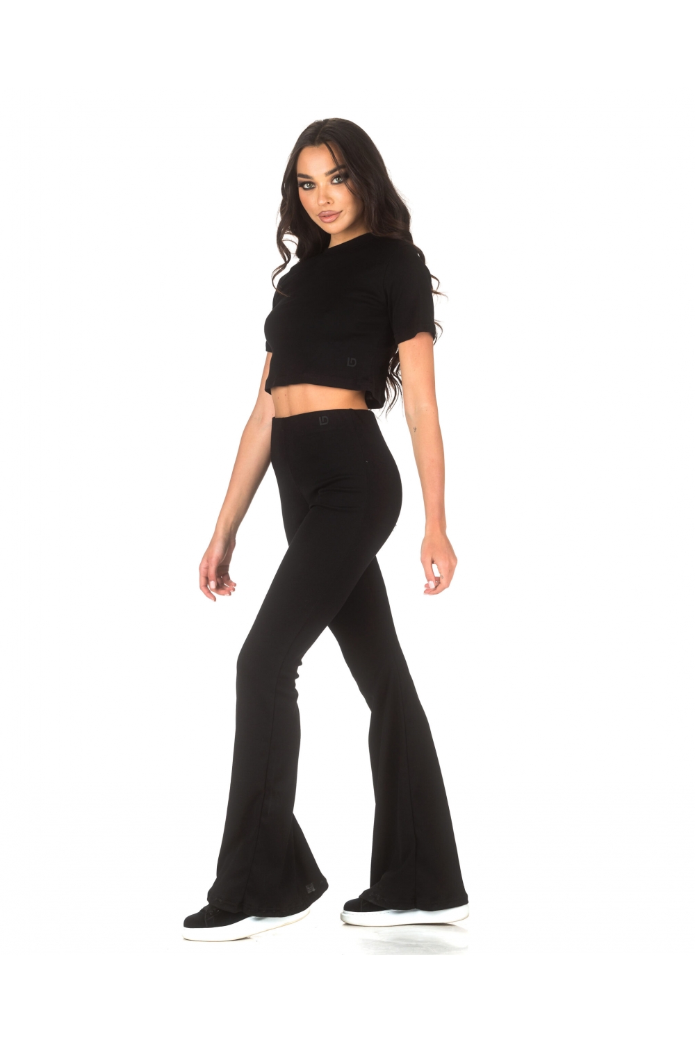 Set sportiv negru cu colanți și top scurt Everyday - black