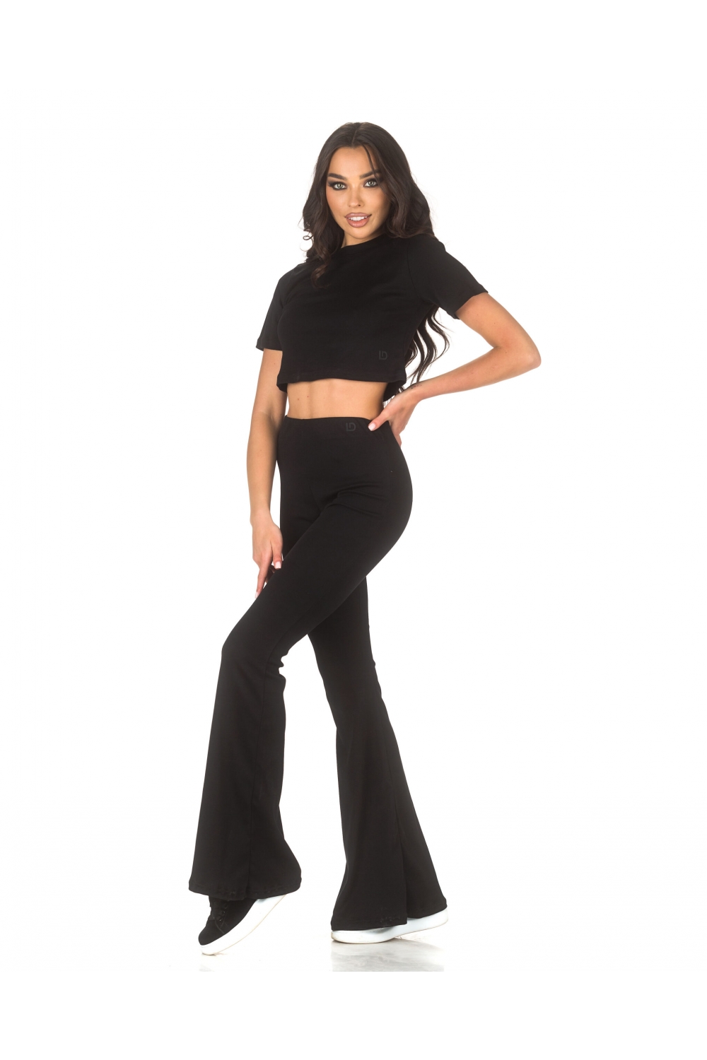 Set sportiv negru cu colanți și top scurt Everyday - black