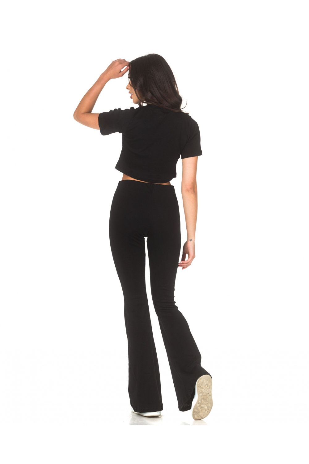 Set sportiv negru cu colanți și top scurt Everyday - black