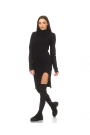 Black stretchy dress with a polo collar Comfort Black