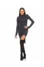 Grey stretchy dress with a polo collar Comfort
