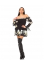 Rochie cu mâneci spectaculoase din textil și șifon Sensazione