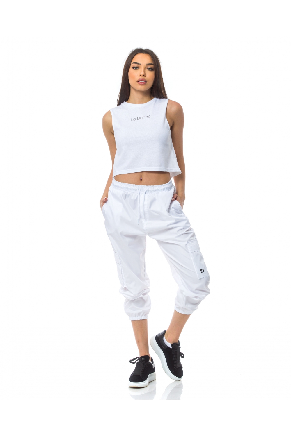 Pantaloni cargo albi Bianco
